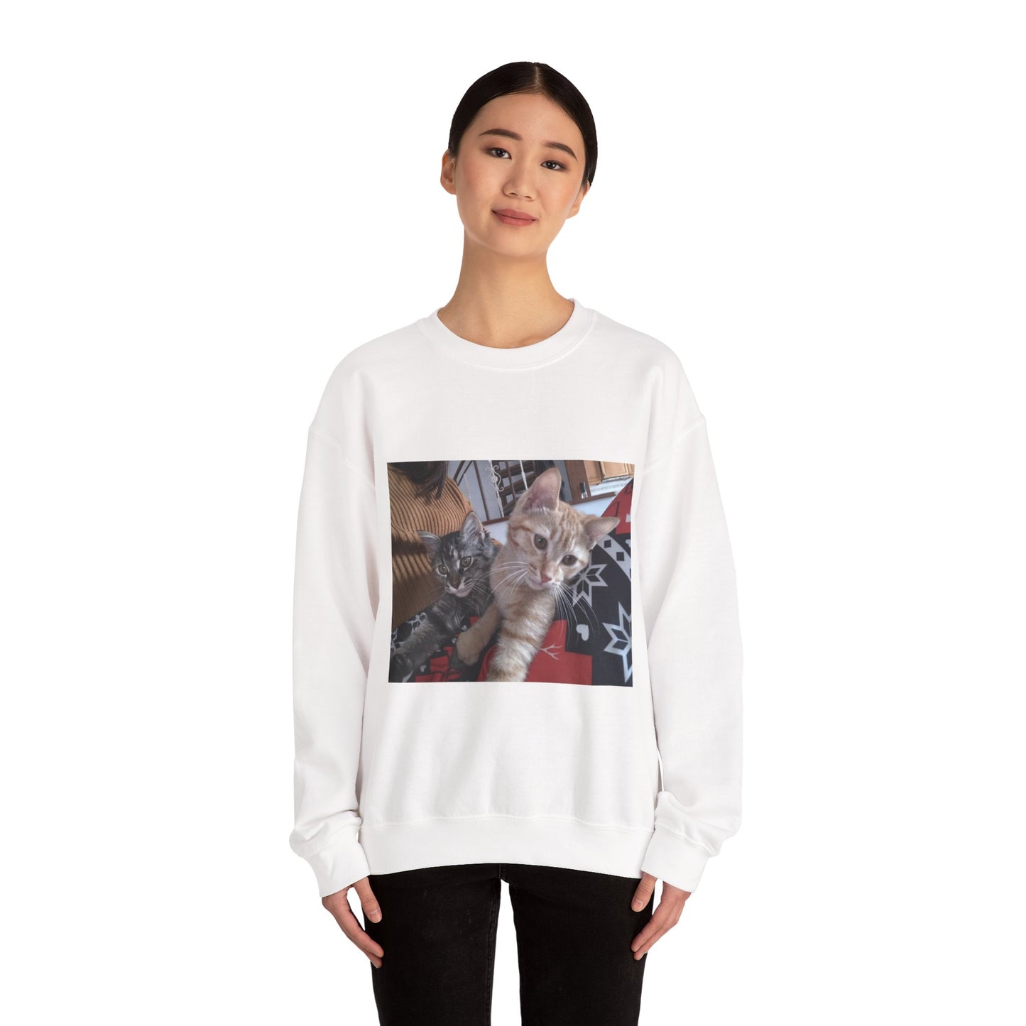 Cat Photo Crewneck Sweatshirt – Cozy Kitten Print Pullover